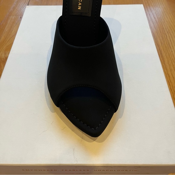 Good American Neoprene Clear Wedge Mule Sandals Block Heel Black Size 7.5 NWB - Picture 6 of 14